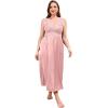 imageALCEA ROSEA Plus Size Womens Sexy Lace Full length Silky Nightgowns Oversized Elegant Lingerie V Neck Sleeveless Sleepwear123pink