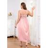 imageALCEA ROSEA Plus Size Womens Sexy Lace Full length Silky Nightgowns Oversized Elegant Lingerie V Neck Sleeveless Sleepwear123pink