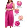 imageALCEA ROSEA Plus Size Womens Sexy Lace Full length Silky Nightgowns Oversized Elegant Lingerie V Neck Sleeveless Sleepwear123rose