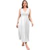 imageALCEA ROSEA Plus Size Womens Sexy Lace Full length Silky Nightgowns Oversized Elegant Lingerie V Neck Sleeveless Sleepwear123white