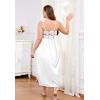 imageALCEA ROSEA Plus Size Womens Sexy Lace Full length Silky Nightgowns Oversized Elegant Lingerie V Neck Sleeveless Sleepwear123white