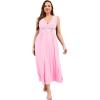 imageALCEA ROSEA Plus Size Womens Sexy Lace Full length Silky Nightgowns Oversized Elegant Lingerie V Neck Sleeveless Sleepwear023pink