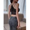 imageALCEA ROSEA Sexy Satin Crop Tops for Women Sleeveless Deep V Neck Cami Tank Top Chic Slim Fitted Cropped Camisole1809black