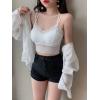 imageALCEA ROSEA Sexy Satin Crop Tops for Women Sleeveless Deep V Neck Cami Tank Top Chic Slim Fitted Cropped Camisole1809white