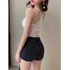 imageALCEA ROSEA Sexy Satin Crop Tops for Women Sleeveless Deep V Neck Cami Tank Top Chic Slim Fitted Cropped Camisole1809white