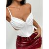 imageALCEA ROSEA Sexy Satin Crop Tops for Women Sleeveless Deep V Neck Cami Tank Top Chic Slim Fitted Cropped Camisole1907white