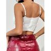 imageALCEA ROSEA Sexy Satin Crop Tops for Women Sleeveless Deep V Neck Cami Tank Top Chic Slim Fitted Cropped Camisole1907white
