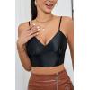 imageALCEA ROSEA Sexy Satin Crop Tops for Women Sleeveless Deep V Neck Cami Tank Top Chic Slim Fitted Cropped CamisoleBlack