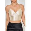 imageALCEA ROSEA Sexy Satin Crop Tops for Women Sleeveless Deep V Neck Cami Tank Top Chic Slim Fitted Cropped CamisoleChampagne