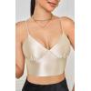 imageALCEA ROSEA Sexy Satin Crop Tops for Women Sleeveless Deep V Neck Cami Tank Top Chic Slim Fitted Cropped CamisoleChampagne