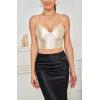 imageALCEA ROSEA Sexy Satin Crop Tops for Women Sleeveless Deep V Neck Cami Tank Top Chic Slim Fitted Cropped CamisoleChampagne