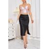 imageALCEA ROSEA Sexy Satin Crop Tops for Women Sleeveless Deep V Neck Cami Tank Top Chic Slim Fitted Cropped CamisoleDirty Pink