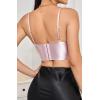 imageALCEA ROSEA Sexy Satin Crop Tops for Women Sleeveless Deep V Neck Cami Tank Top Chic Slim Fitted Cropped CamisoleDirty Pink