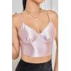 imageALCEA ROSEA Sexy Satin Crop Tops for Women Sleeveless Deep V Neck Cami Tank Top Chic Slim Fitted Cropped CamisoleDirty Pink