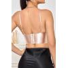 imageALCEA ROSEA Sexy Satin Crop Tops for Women Sleeveless Deep V Neck Cami Tank Top Chic Slim Fitted Cropped CamisoleMilk Tea