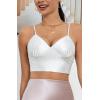 imageALCEA ROSEA Sexy Satin Crop Tops for Women Sleeveless Deep V Neck Cami Tank Top Chic Slim Fitted Cropped CamisoleWhite