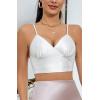imageALCEA ROSEA Sexy Satin Crop Tops for Women Sleeveless Deep V Neck Cami Tank Top Chic Slim Fitted Cropped CamisoleWhite