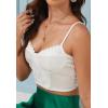 imageALCEA ROSEA Sexy Satin Crop Tops for Women Sleeveless Deep V Neck Cami Tank Top Chic Slim Fitted Cropped CamisoleWhite1837