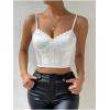 imageALCEA ROSEA Sexy Satin Crop Tops for Women Sleeveless Deep V Neck Cami Tank Top Chic Slim Fitted Cropped CamisoleWhite1837