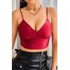 imageALCEA ROSEA Sexy Satin Crop Tops for Women Sleeveless Deep V Neck Cami Tank Top Chic Slim Fitted Cropped CamisoleWine