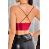 imageALCEA ROSEA Sexy Satin Crop Tops for Women Sleeveless Deep V Neck Cami Tank Top Chic Slim Fitted Cropped CamisoleWine