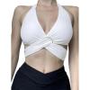 imageALCEA ROSEA Sexy Satin Crop Tops for Women Sleeveless Deep V Neck Cami Tank Top Chic Slim Fitted Cropped Camisole1829white