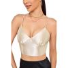 imageALCEA ROSEA Sexy Satin Crop Tops for Women Sleeveless Deep V Neck Cami Tank Top Chic Slim Fitted Cropped CamisoleChampagne