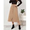 imageALCEA ROSEA Corduroy Midi Skirt for Women Aline Pleated Faux Suede Skirt Button Closure Casual High Wasit Long Skirt 7826Beige