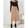 imageALCEA ROSEA Corduroy Midi Skirt for Women Aline Pleated Faux Suede Skirt Button Closure Casual High Wasit Long Skirt 7826Beige