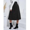 imageALCEA ROSEA Corduroy Midi Skirt for Women Aline Pleated Faux Suede Skirt Button Closure Casual High Wasit Long Skirt 7826Black