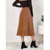 imageALCEA ROSEA Corduroy Midi Skirt for Women Aline Pleated Faux Suede Skirt Button Closure Casual High Wasit Long Skirt 7826Brown