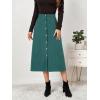 imageALCEA ROSEA Corduroy Midi Skirt for Women Aline Pleated Faux Suede Skirt Button Closure Casual High Wasit Long Skirt 7826Green