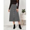 imageALCEA ROSEA Corduroy Midi Skirt for Women Aline Pleated Faux Suede Skirt Button Closure Casual High Wasit Long Skirt 7826Grey