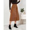 imageALCEA ROSEA Corduroy Midi Skirt for Women Aline Pleated Faux Suede Skirt Button Closure Casual High Wasit Long Skirt 7826Khaki