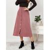 imageALCEA ROSEA Corduroy Midi Skirt for Women Aline Pleated Faux Suede Skirt Button Closure Casual High Wasit Long Skirt 7826Pink