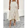 imageALCEA ROSEA Floral Print Ruffle Waist Maxi Skirt for Women with Side Adjustable Waistband 7895Beige