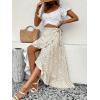 imageALCEA ROSEA Floral Print Ruffle Waist Maxi Skirt for Women with Side Adjustable Waistband 7895Beige