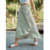 imageALCEA ROSEA Floral Print Ruffle Waist Maxi Skirt for Women with Side Adjustable Waistband 7895Green