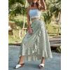 imageALCEA ROSEA Floral Print Ruffle Waist Maxi Skirt for Women with Side Adjustable Waistband 7895Green