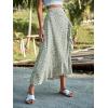 imageALCEA ROSEA Floral Print Ruffle Waist Maxi Skirt for Women with Side Adjustable Waistband 7895Green