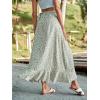 imageALCEA ROSEA Floral Print Ruffle Waist Maxi Skirt for Women with Side Adjustable Waistband 7895Green