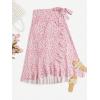 imageALCEA ROSEA Floral Print Ruffle Waist Maxi Skirt for Women with Side Adjustable Waistband 7895Pink