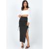 imageALCEA ROSEA Womens Bodycon Ruched Skirt Stretchy Basic Midi Draw Pleated Skirts with Two Side SlitBlack
