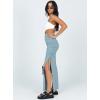 imageALCEA ROSEA Womens Bodycon Ruched Skirt Stretchy Basic Midi Draw Pleated Skirts with Two Side SlitSky Blue