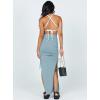 imageALCEA ROSEA Womens Bodycon Ruched Skirt Stretchy Basic Midi Draw Pleated Skirts with Two Side SlitSky Blue