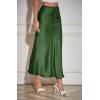 imageALCEA ROSEA Womens Maxi Satin Silky Skirt Elastic Drawstring Flared High Waisted Aline Elegant Wedding Long Skirts 7820Army Green
