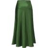 imageALCEA ROSEA Womens Maxi Satin Silky Skirt Elastic Drawstring Flared High Waisted Aline Elegant Wedding Long Skirts 7820Army Green