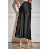 imageALCEA ROSEA Womens Maxi Satin Silky Skirt Elastic Drawstring Flared High Waisted Aline Elegant Wedding Long Skirts 7820Black