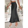 imageALCEA ROSEA Womens Maxi Satin Silky Skirt Elastic Drawstring Flared High Waisted Aline Elegant Wedding Long Skirts 7820Black