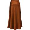imageALCEA ROSEA Womens Maxi Satin Silky Skirt Elastic Drawstring Flared High Waisted Aline Elegant Wedding Long Skirts 7820Brown